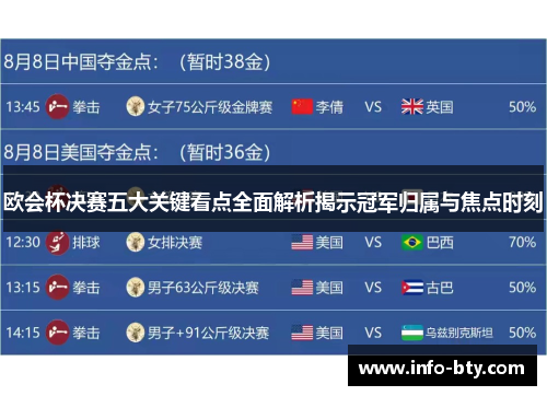 欧会杯决赛五大关键看点全面解析揭示冠军归属与焦点时刻